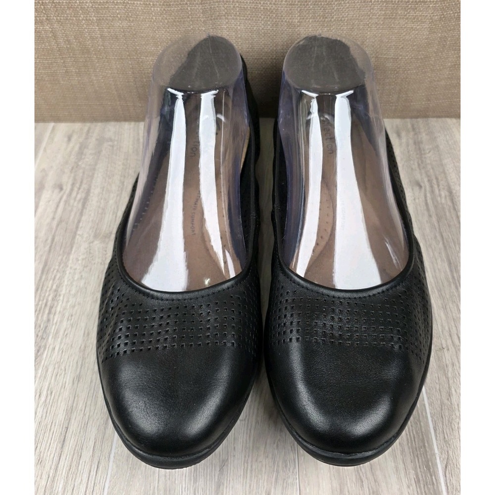 Clarks Collection Jenette Ease Black Leather Ballet Flats Women's Size 10W